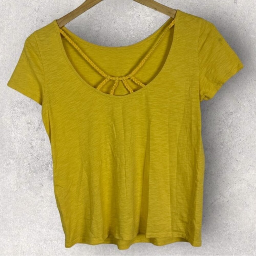Sezane Luigi T-Shirt Sunset Yellow Size Small Back Cutout Braided Short Sleeve - Picture 10 of 11